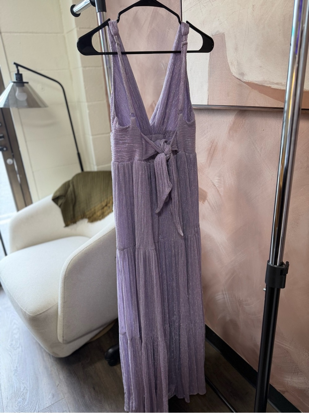 Sabina Musayev Sleeveless Lavender Metallic Maxi Dress size S MSRP $400 - Picture 3 of 4